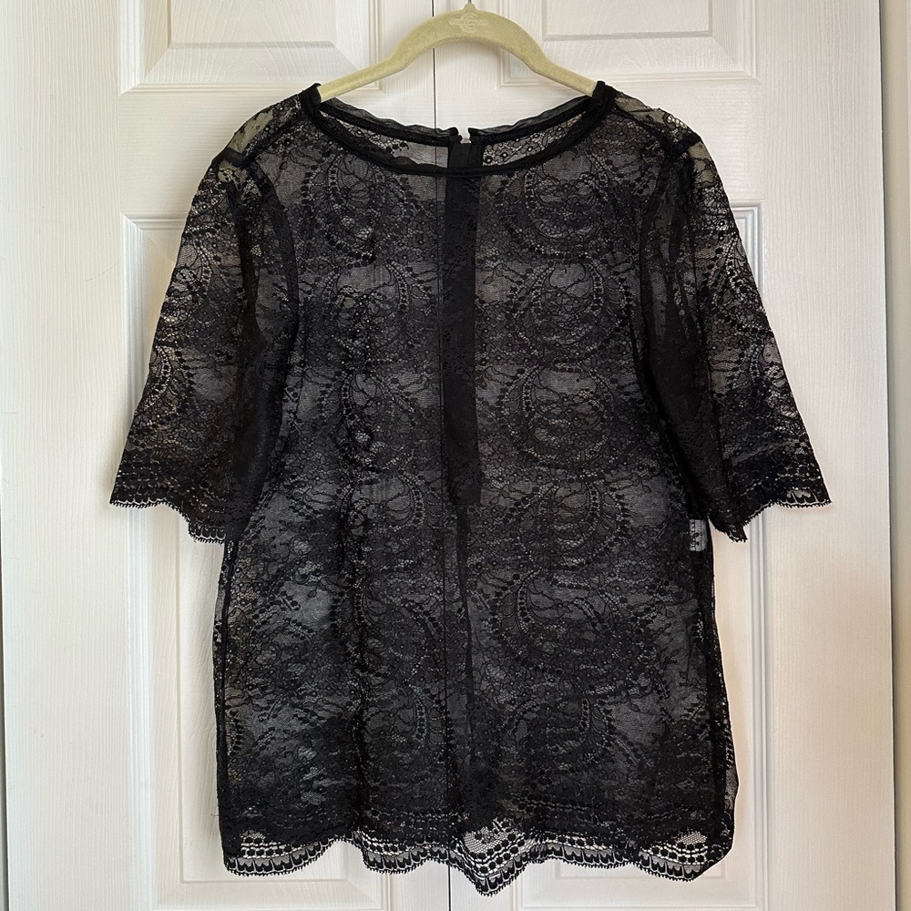 Nanette Lepore Black Lace Blouse, sz S